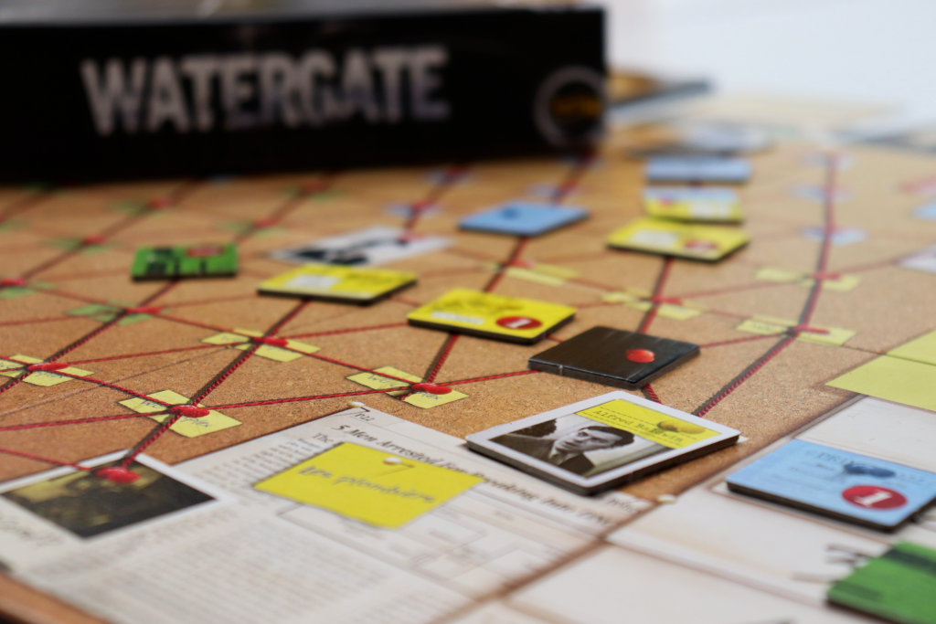 Vue du plateau du jeu Watergate de Iello