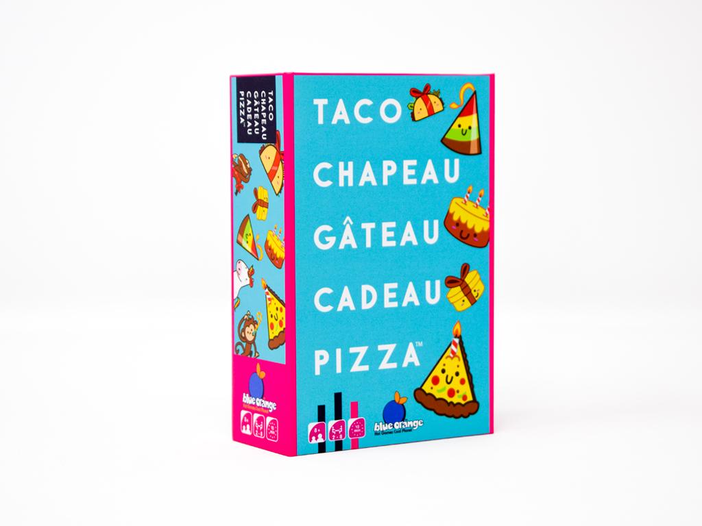 Le petit jeu de cartes Taco Chapeau Gâteau Cadeau Pizza édité par Blue Orange
