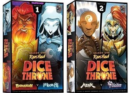 Les deux premières boites de la première saison de Dice Throne édté par Lucky Duck Games