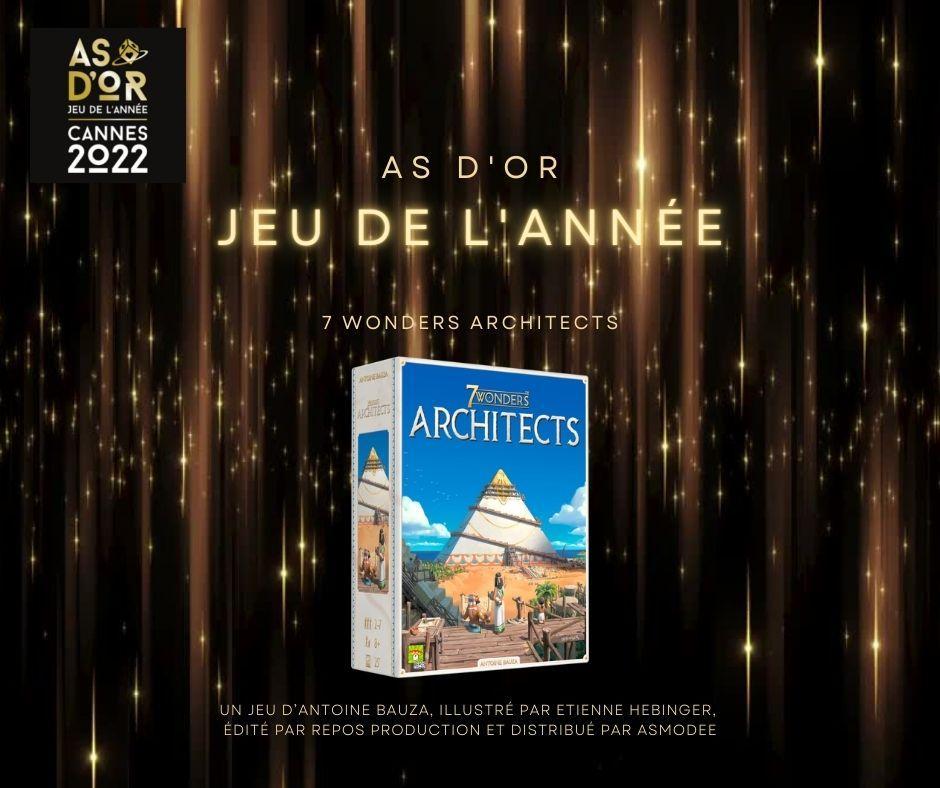 7 Wonders Architects de Repos Production remporte l'As d'Or Jeu de l'année 2022