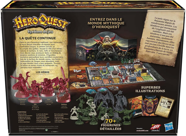 dos de la boite de Hero Quest