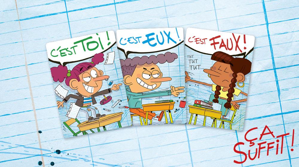 Quelques cartes issues du jeu C'est Faux ! de Don't Panic Gamles