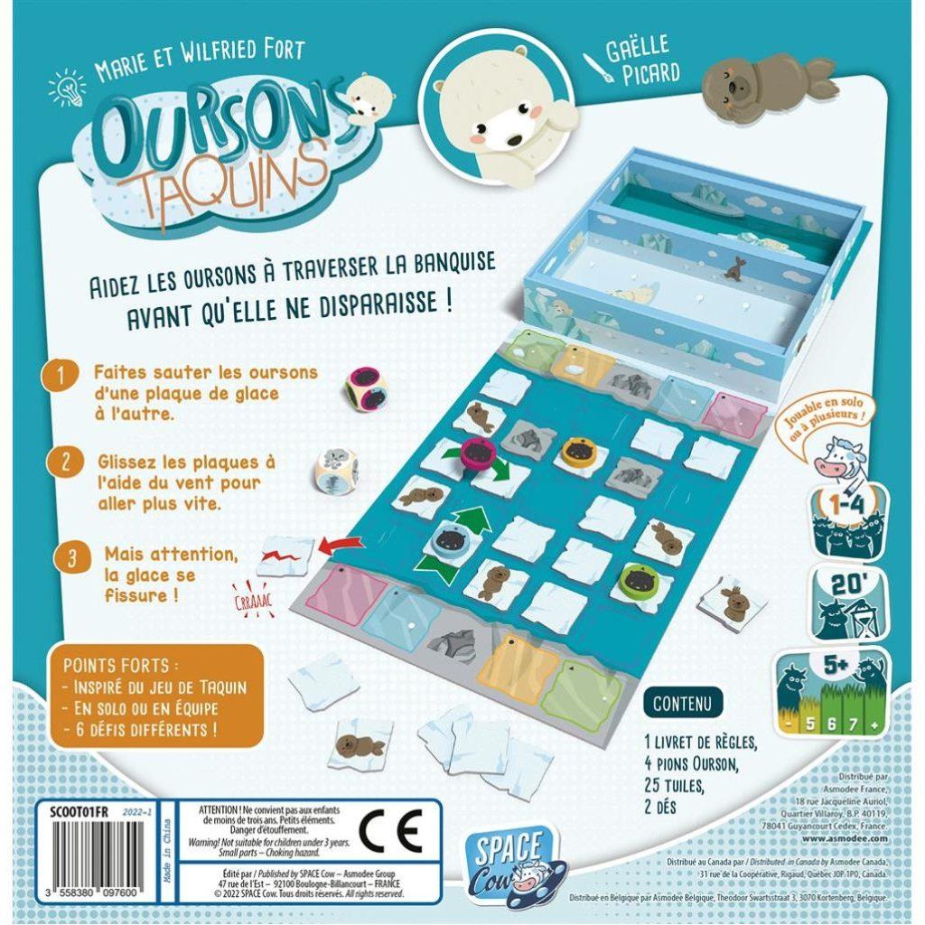 Dos de la boite du jeu oursons taquins de space cow