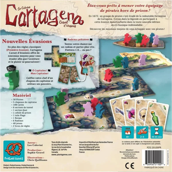 dos de la boite de jeu Cartagena de Pretzel Games